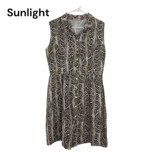 Laura Bianchi Women Sleeveless Snake Print Button-Up Dress SZ M 100% Linen